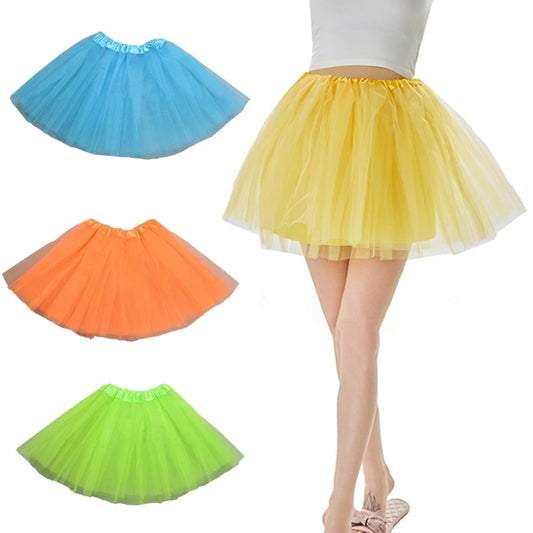 Women&#39;s Elastic 4-layered Tutu Skirt Stylish-Ballet Skirt 50s-Party Mini Skirt